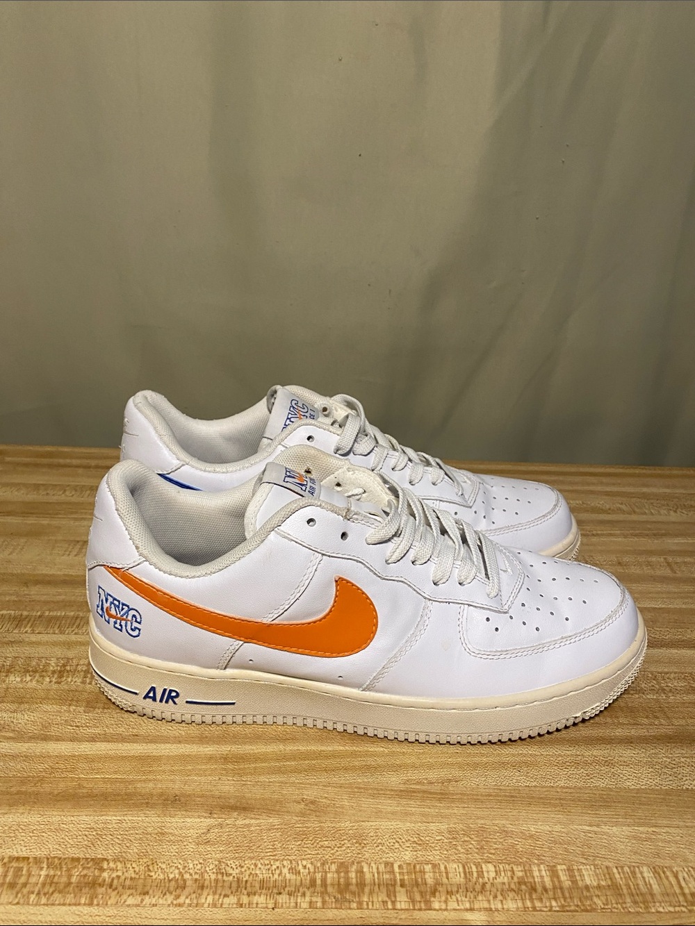 Nike  Air Force 1 Low NYC White and Orange Blue Sneakers Mens 11